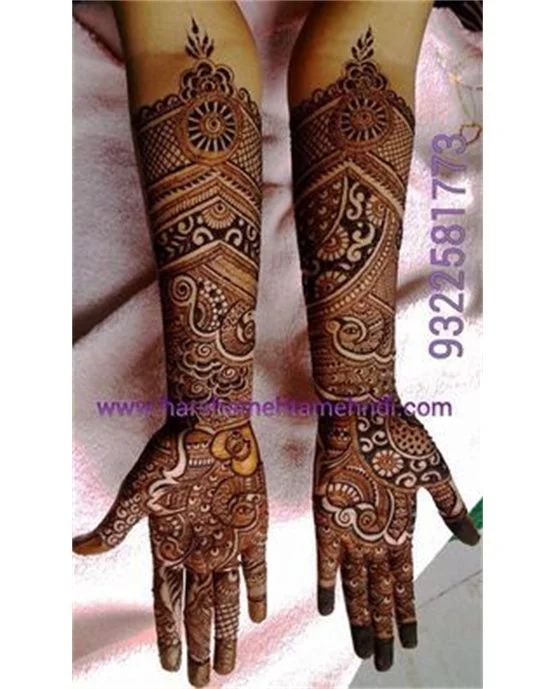 Cuff Inspired Ornate Front Full Hand Mehndi Design